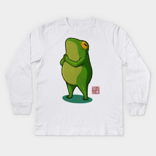 Yoga Frog Prayer Pose Sun Salutation Kids Long Sleeve T-Shirt